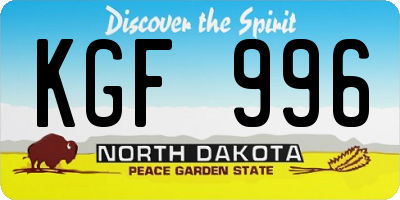 ND license plate KGF996