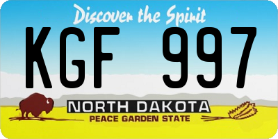 ND license plate KGF997