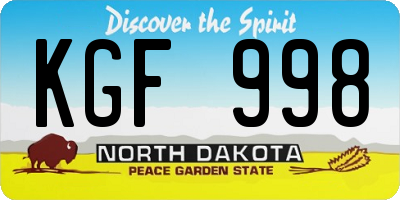 ND license plate KGF998