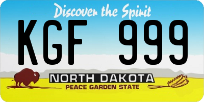 ND license plate KGF999
