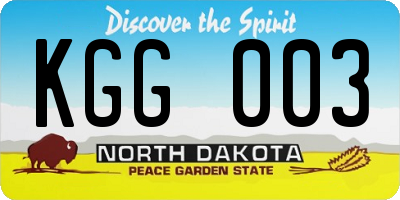 ND license plate KGG003
