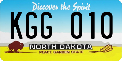 ND license plate KGG010