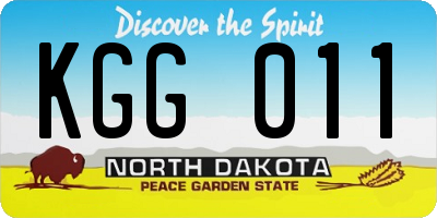 ND license plate KGG011