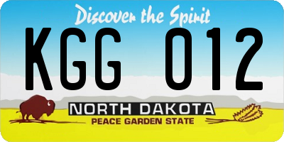 ND license plate KGG012