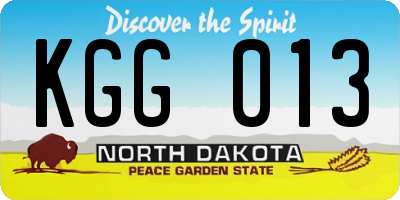 ND license plate KGG013