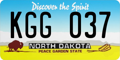ND license plate KGG037