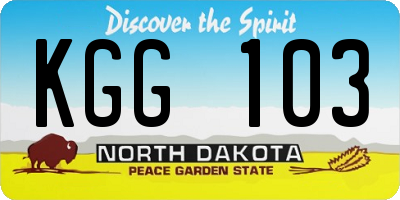 ND license plate KGG103