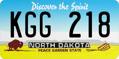 ND license plate KGG218