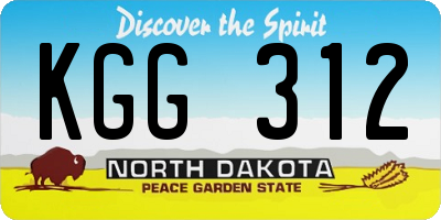 ND license plate KGG312