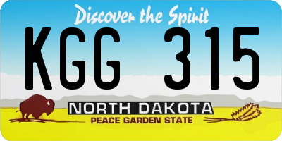 ND license plate KGG315