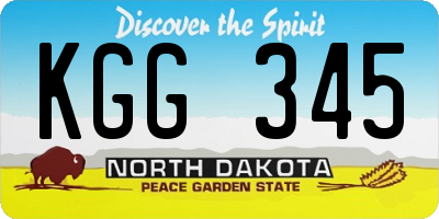 ND license plate KGG345