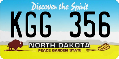 ND license plate KGG356