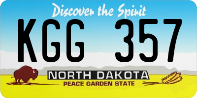 ND license plate KGG357