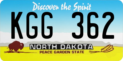 ND license plate KGG362