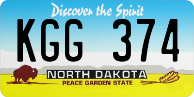 ND license plate KGG374