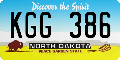 ND license plate KGG386