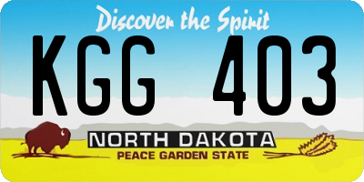 ND license plate KGG403