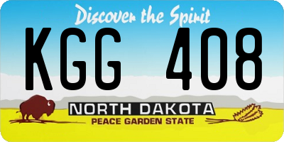 ND license plate KGG408