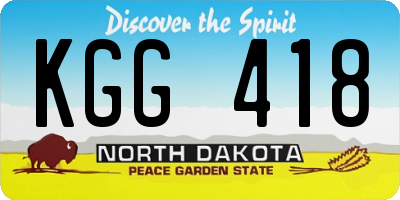 ND license plate KGG418
