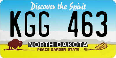ND license plate KGG463