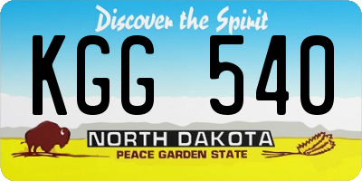 ND license plate KGG540