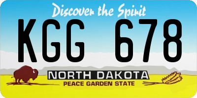 ND license plate KGG678