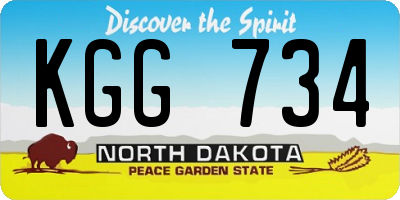 ND license plate KGG734