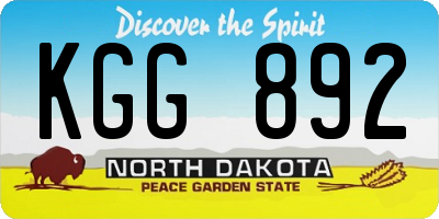 ND license plate KGG892