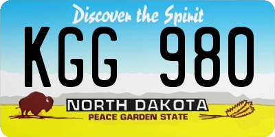 ND license plate KGG980