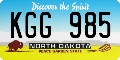 ND license plate KGG985