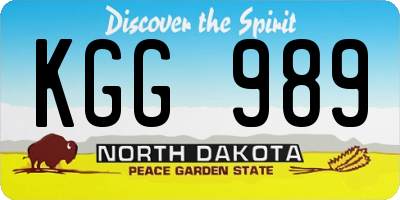 ND license plate KGG989