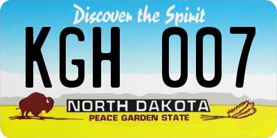 ND license plate KGH007