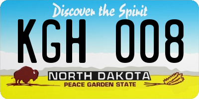 ND license plate KGH008