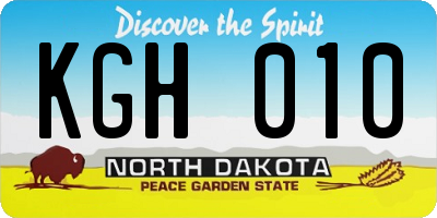 ND license plate KGH010