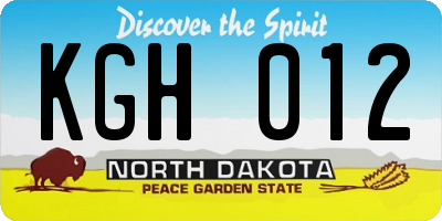 ND license plate KGH012