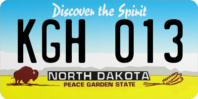 ND license plate KGH013