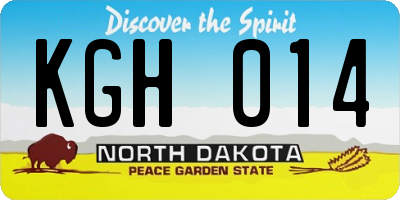 ND license plate KGH014