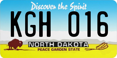 ND license plate KGH016