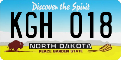 ND license plate KGH018