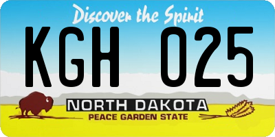 ND license plate KGH025