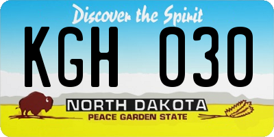 ND license plate KGH030