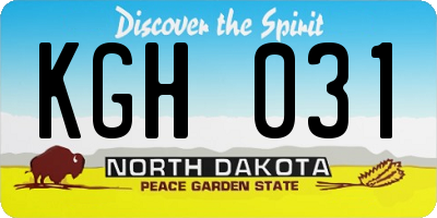 ND license plate KGH031