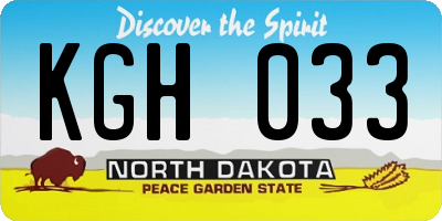 ND license plate KGH033