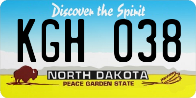 ND license plate KGH038