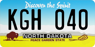 ND license plate KGH040