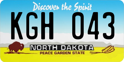 ND license plate KGH043