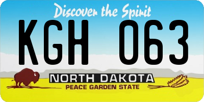 ND license plate KGH063