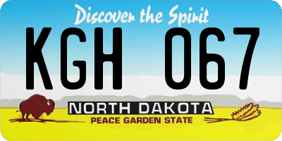 ND license plate KGH067