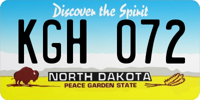 ND license plate KGH072