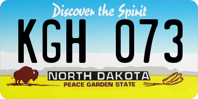 ND license plate KGH073